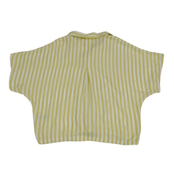 Beachlunchlounge Womens Yellow & White Striped Short Sleeve Crop Top S. - Picture 2 of 9